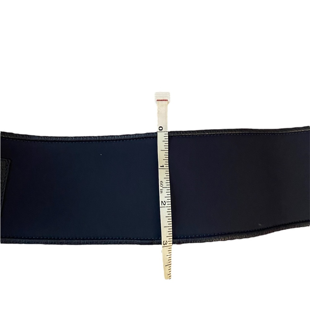 Emporio Armani Roman Stud Buckle Leather Wide Belt Navy Blue NWOT - Picture 10 of 10
